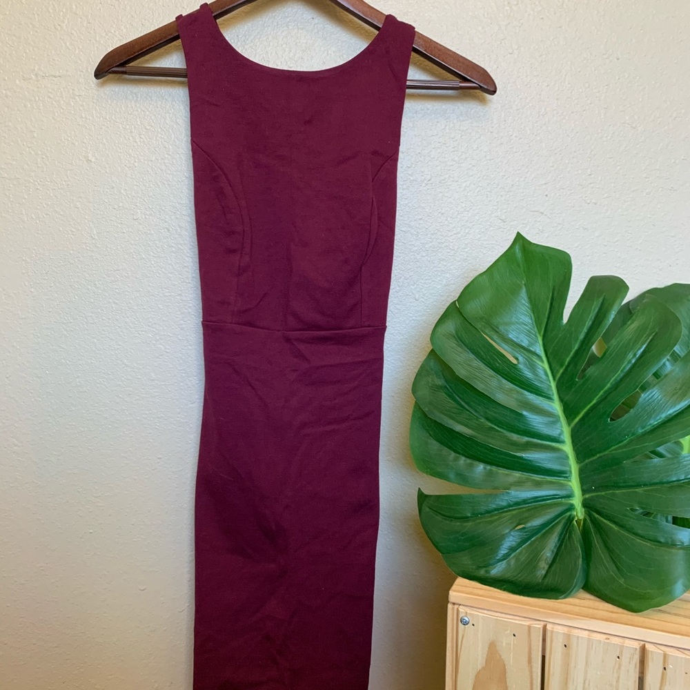 Strappy burgundy cocktail dress